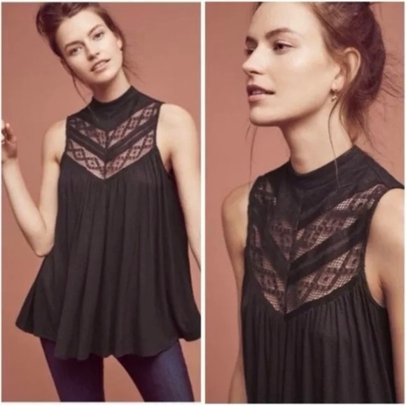 Anthropologie‎ Deletta Plum Purple Lace Detail Tank Top Blouse - Picture 1 of 10